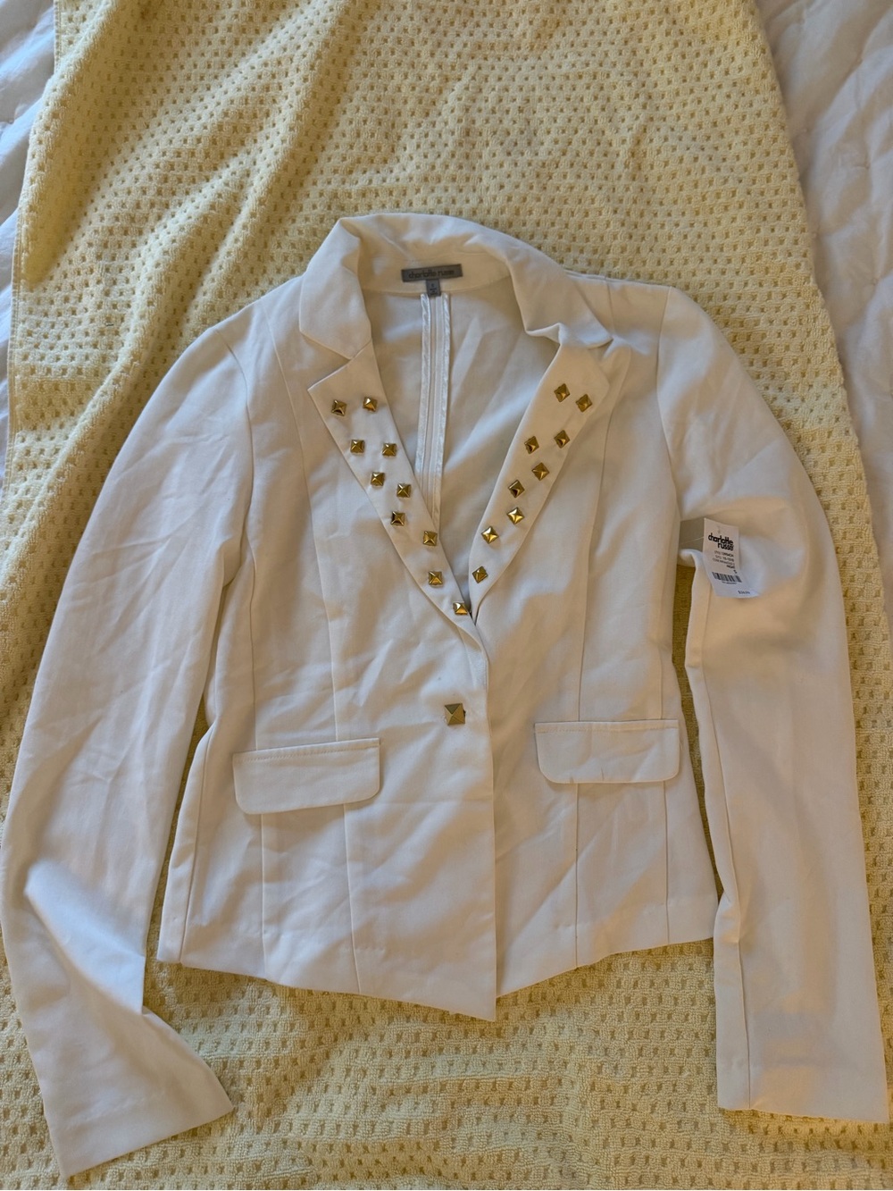 Charlotte Russe White Stud-Trim Blazer Jacket